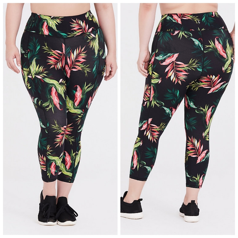 Torrid Tropical Crop Activewear Leggings